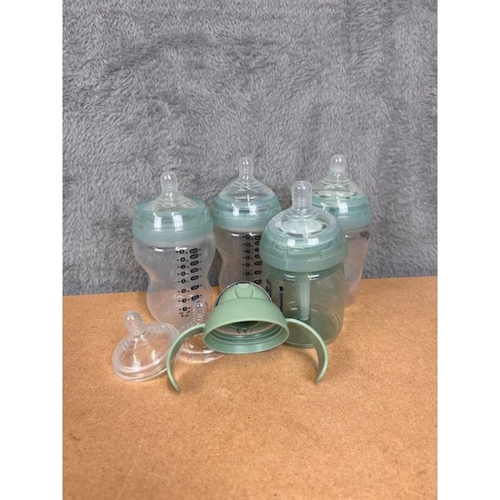 Tommee Tippee Anti Colic Baby Bottle Bundle Sage Green 9oz Sippy Transition Set